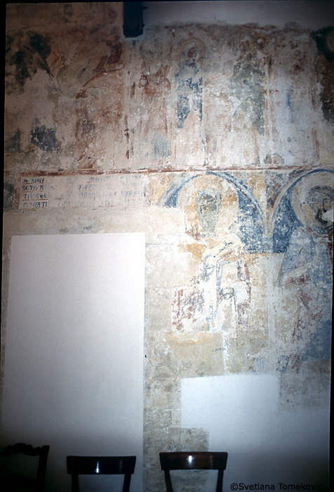 Fresco, north wall, showing saints?