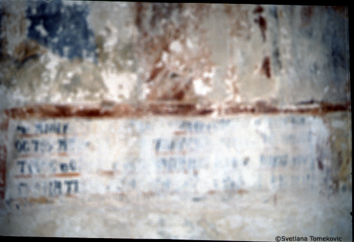 Fresco, north wall showing inscription