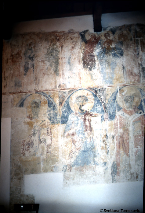 Fresco, north wall, showing saints?