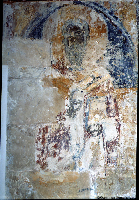 Fresco, north wall, first saint to the west