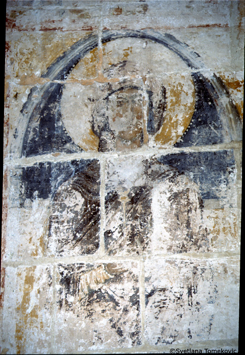 Fresco, east wall, north corner showing Virgin Mary