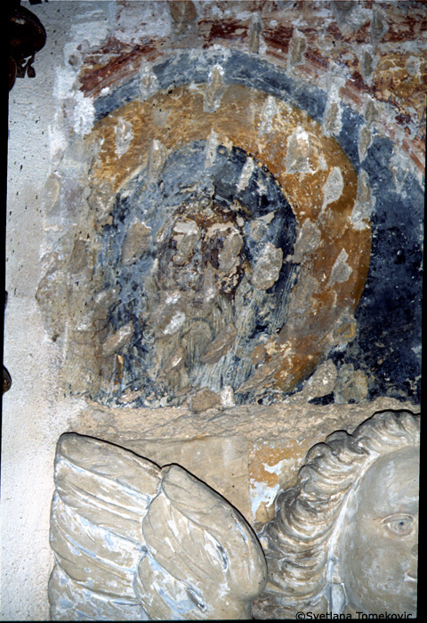 Fresco, east wall, south part, last saint, Anthony? (detail)