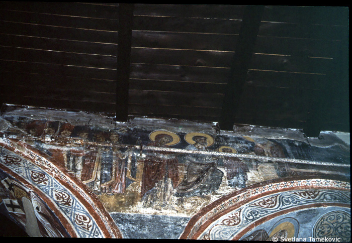 Fresco, south aisle, north wall, east side, showing Christ: Presentation 