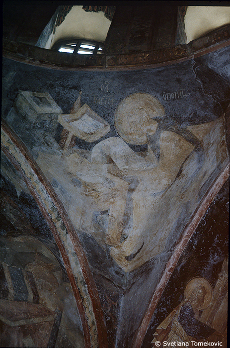 Fresco, south chapel, pendentive showing Joseph the Hymnographer
