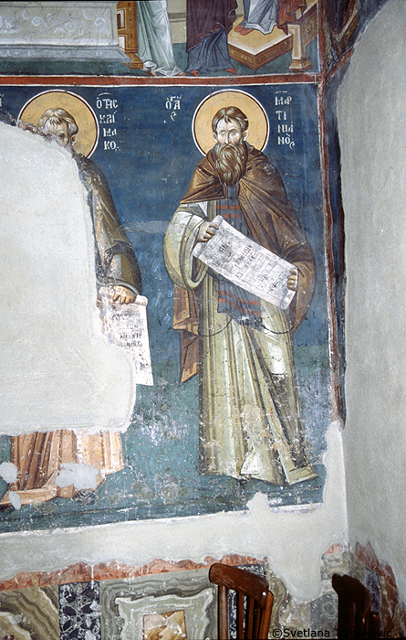 Fresco, showing saints possibly including John Climacus