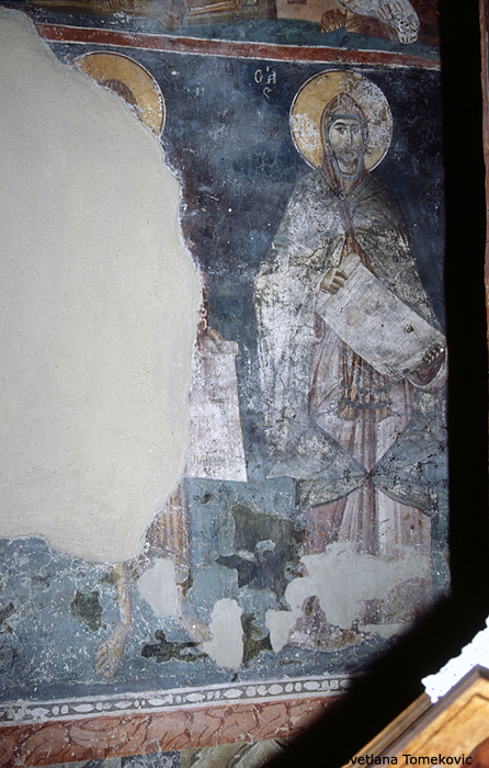 Fresco, showing saints possibly including Paul of Thebes and Ephrem of Edessa