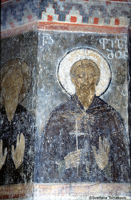 Fresco showing monk, possibly Philemon