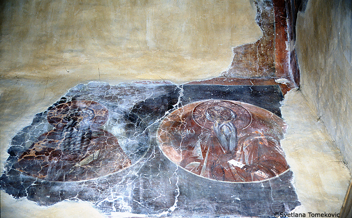 Fresco, chapel, northwest, Arsenius and another saint