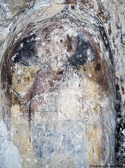 Fresco showing Prothesis: Christ