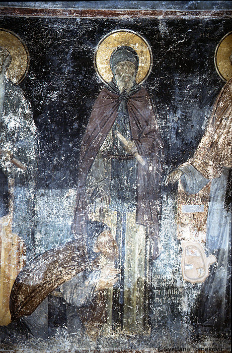 Fresco showing St. Anthony and monk