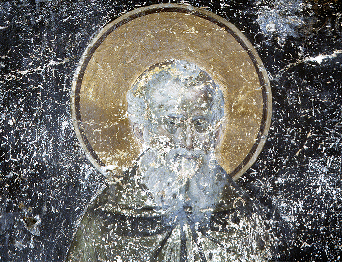 Fresco showing Sabas of Jerusalem, detail