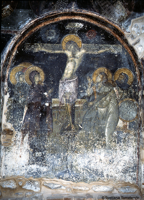 Fresco showing Christ: Crucifixion