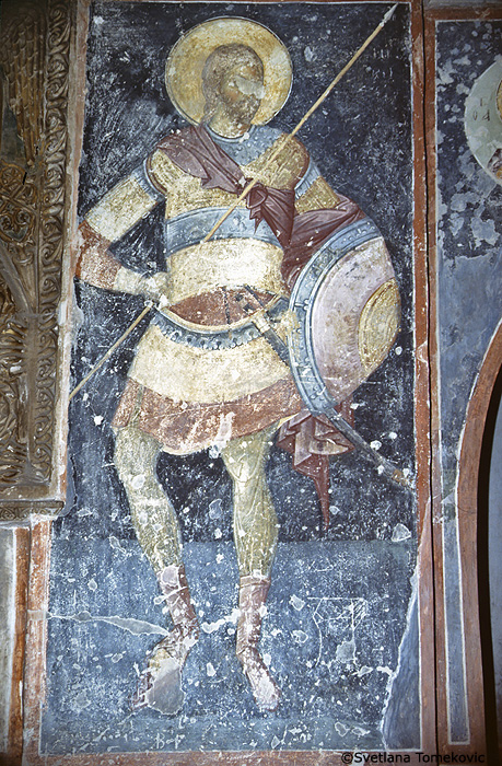 Fresco, south chapel, north wall showing saint