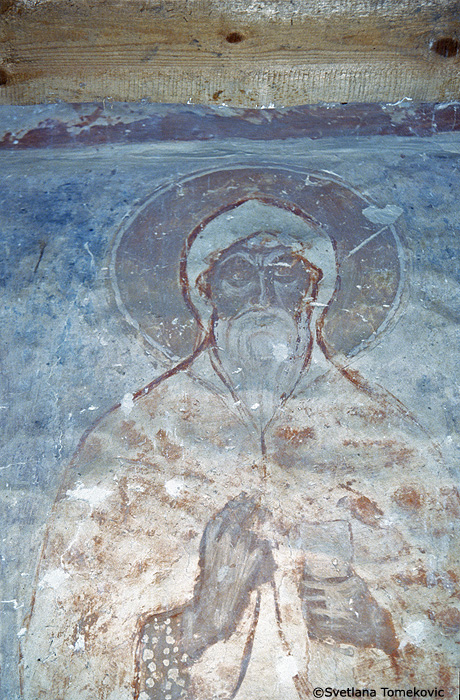 Fresco, north arm, showing monk