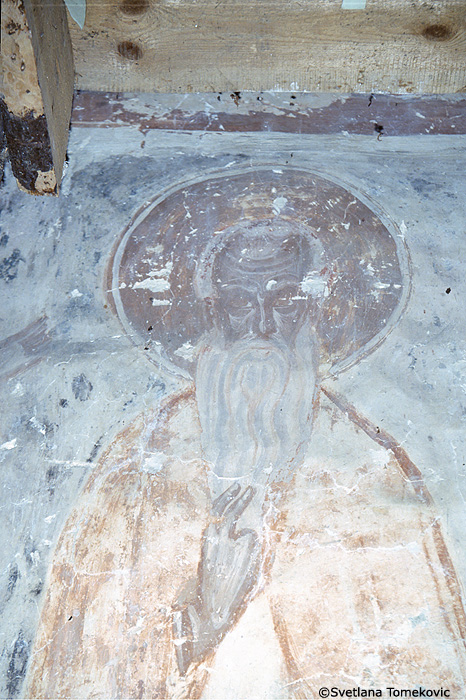 Fresco, north arm, showing monk