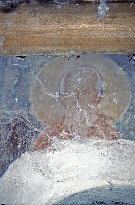 Fresco, south arm, eastern wall, showing monk