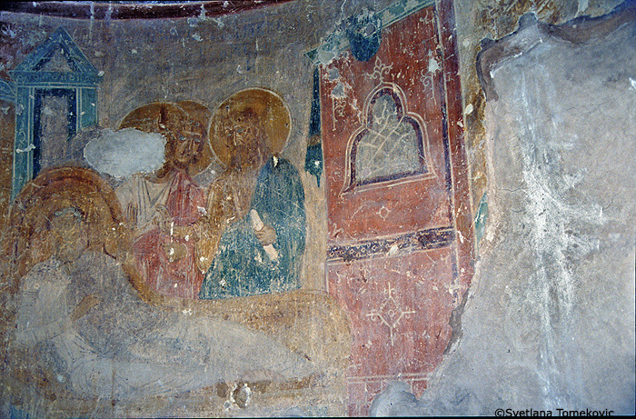 Fresco, diaconicon, possibly scene from cycle of John Baptist 