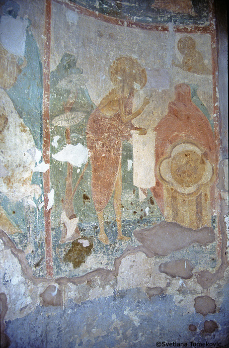 Fresco, diaconicon, possibly showing Christ and John Baptist