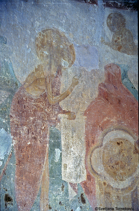 Fresco, diaconicon, possibly showing Christ and John Baptist, detail