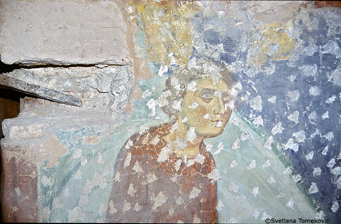 Fresco, diaconicon, figure, detail