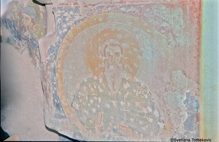 Fresco, nave, possibly monk