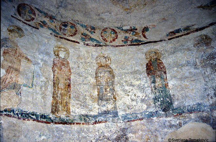 Fresco, possibly showing Isaiah and monks (nos. 1-4)