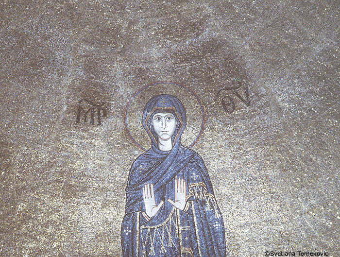 Mosaic, apse, showing Virgin Mary, detail