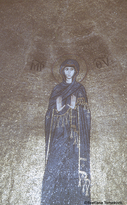 Mosaic, apse, showing Virgin Mary, detail