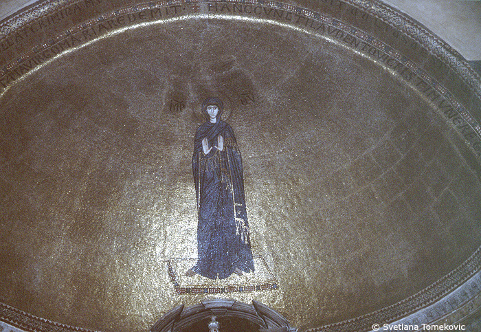 Mosaic, apse, showing Virgin Mary