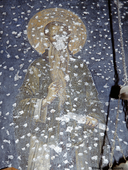 Fresco, north wall, monk