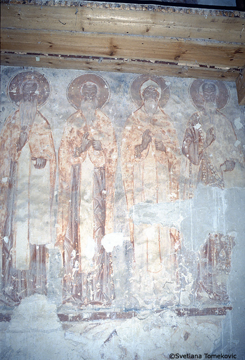 Fresco, north arm, showing monks