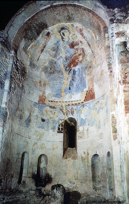 Fresco, showing Virgin Mary and Christ Child