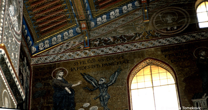 Mosaic, South Transept, South Wall, showing Christ: Temptation, 1st