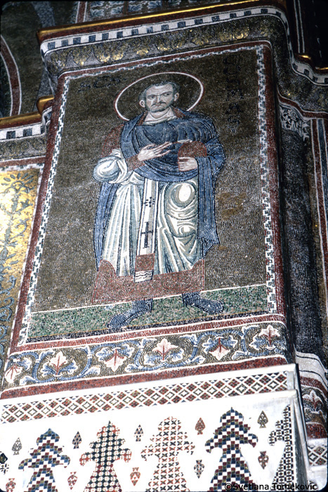 Mosaic, Sanctuary, Choir, South Wall, Arch Soffit, showing Cosmas of Cilicia