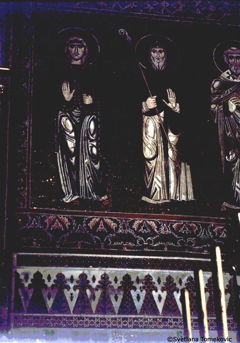 Mosaic, Sanctuary, Retrochoir, North Wall, showing Anthony Abbot the Great
