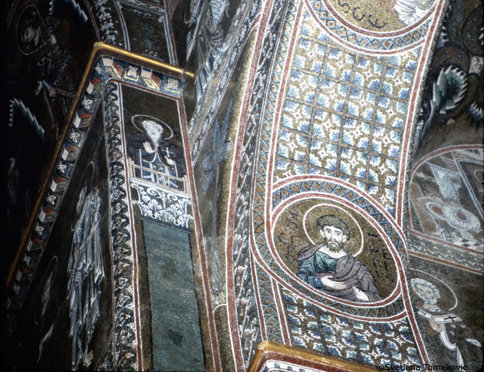 Mosaic, Sanctuary, Choir, East Wall, showing Daniel Stylites