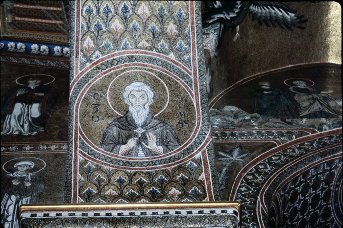 Mosaic, Diaconicon, West Wall, Arch Soffit, showing Zosimus of Palestine