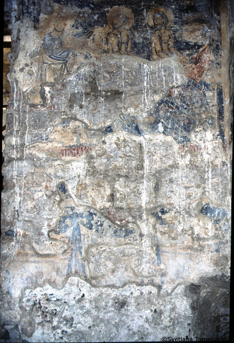 Fresco, possibly showing Christ: Miracle of Draught of Fishes by Gennesaret