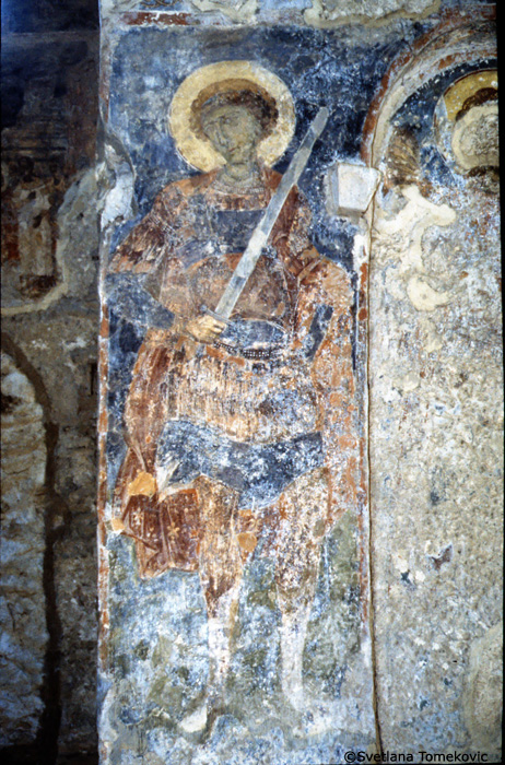 Fresco, south wall, showing Warrior Saint