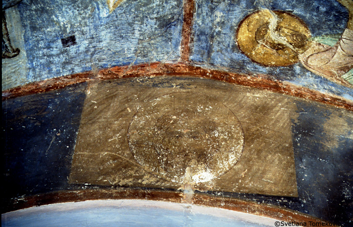 Fresco. East side of north-west side aisle.  Mandylion. May 1993.