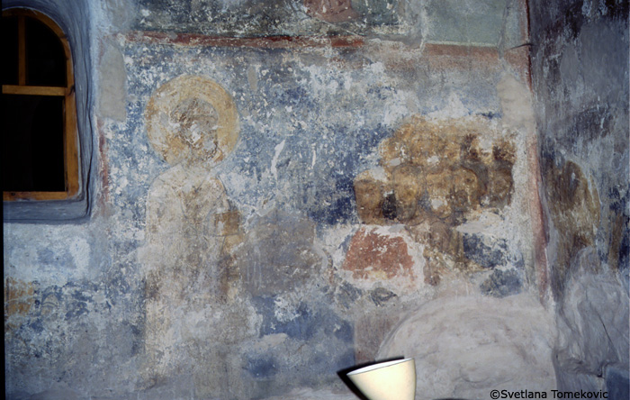 Fresco. North-west side aisle, west wall, scene 2. May 1993.