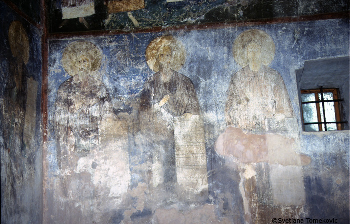 Fresco.  South arm, south wall, Moires (?) 15, 16, 17. May 1993.