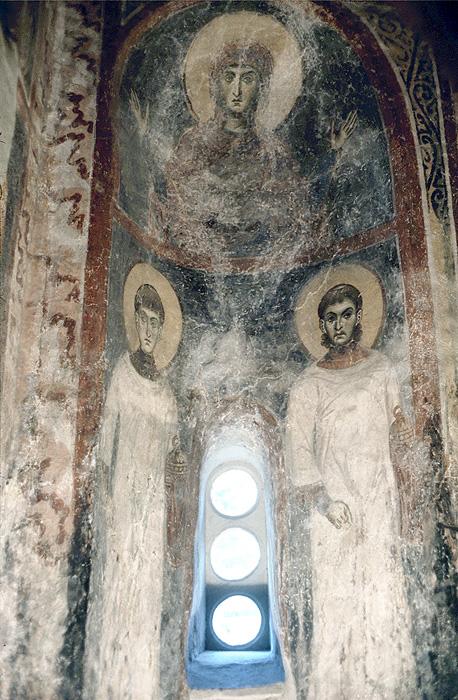 Fresco, prothesis, apse, showing Virgin Mary