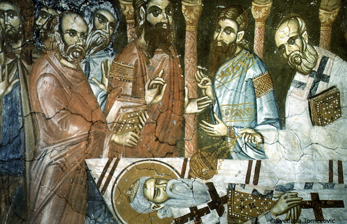 Fresco, possibly showing Death of Arsenius