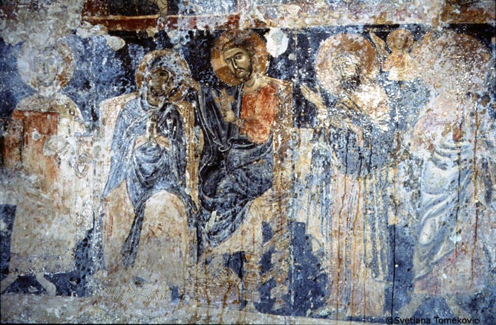 Fresco, possibly showing Virgin Mary: Coronation