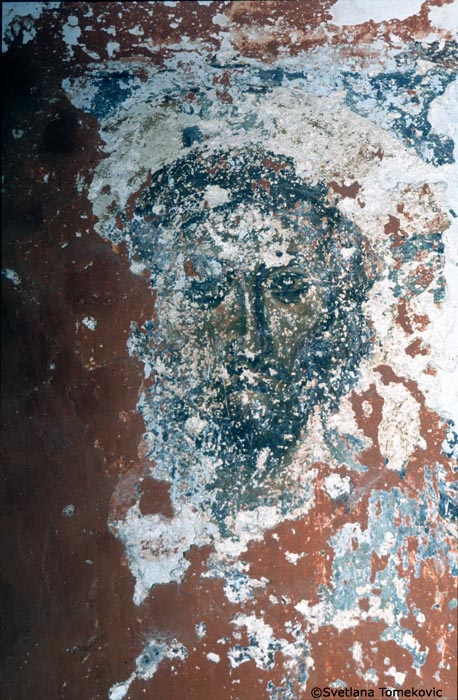 Fresco, southeast, pilaster, west face, showing Christ