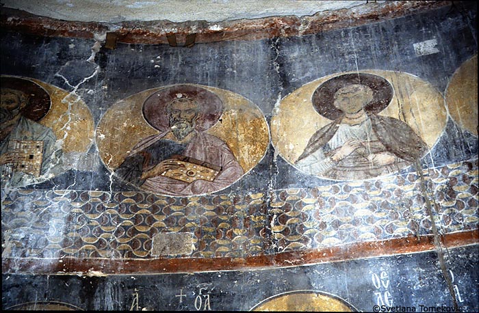 Fresco, apse, south side, roundels showing Apostles