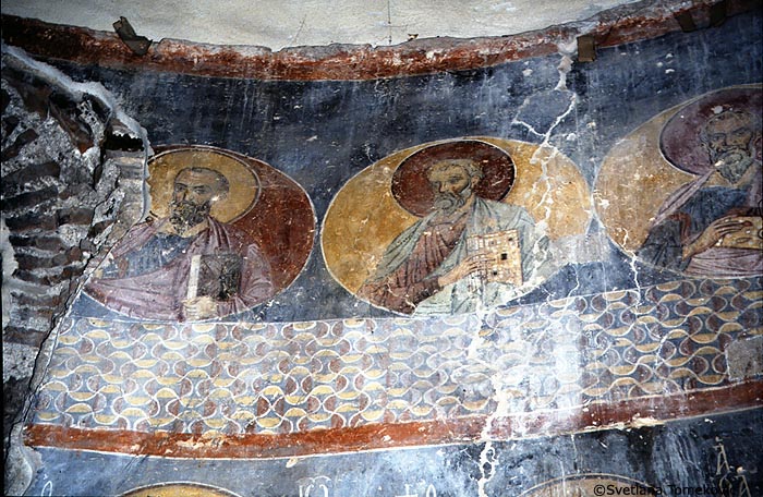 Fresco, apse, south side, roundels showing Apostles