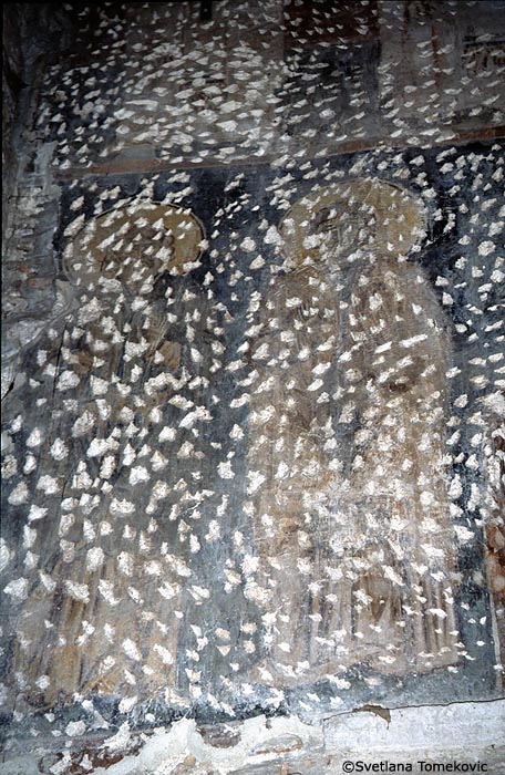 Fresco, nave, wall showing monks