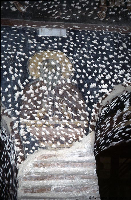 Fresco, nave, wall showing monk